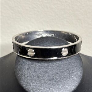 Vince Camuto Black Enamel Silver Nail Head Screw Fashion Bangle Bracelet